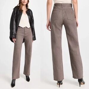 Reformation Jeans Wilder High Rise Wide Leg Jean - Cacao pinstripe